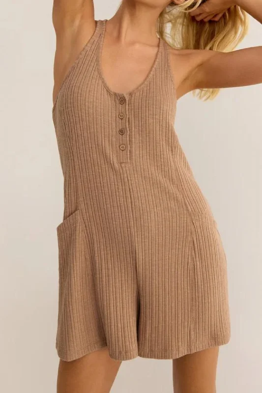 Classic Style Z Supply: Island Hopper Romper in Iced Coffee