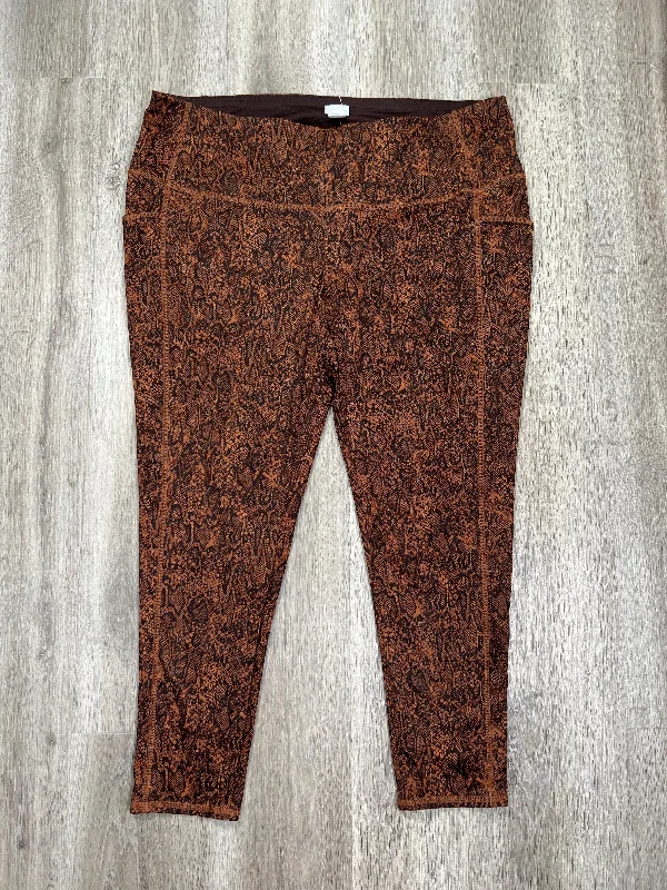 Fashionable And Versatile Snakeskin Print Athletic Leggings Chicos, Size 2x
