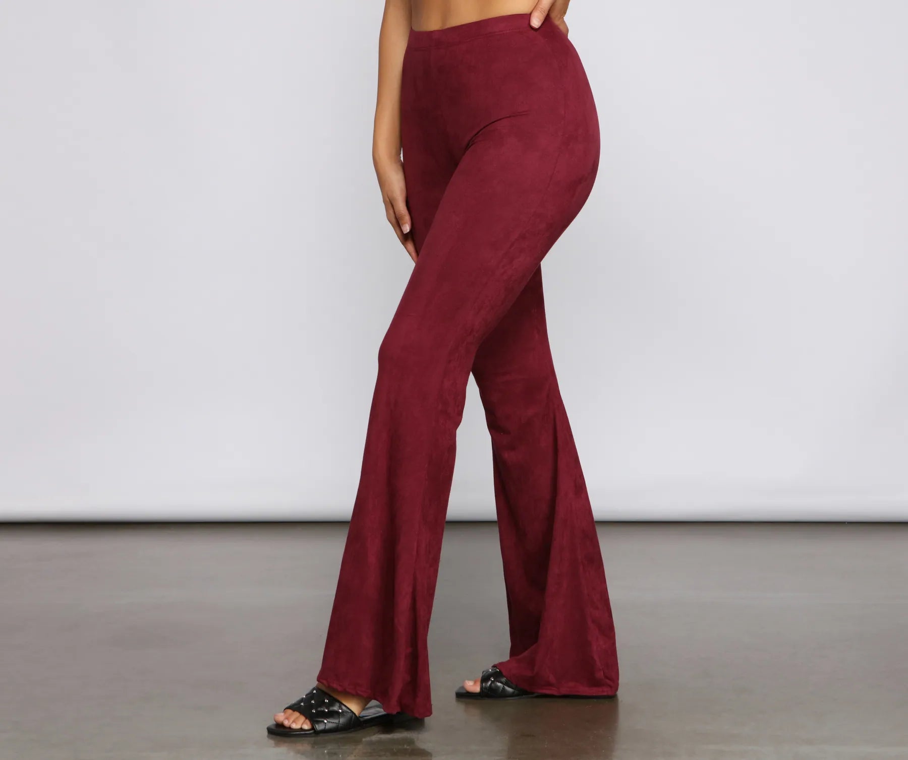 Elegant Wear All That Flare Faux Suede Pants