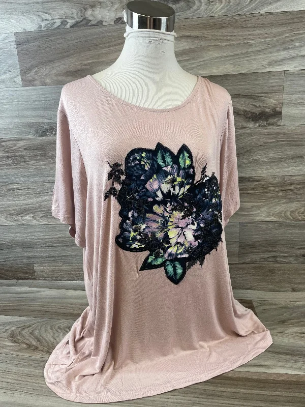 French Style Black & Tan Top Short Sleeve Apt 9, Size 1x