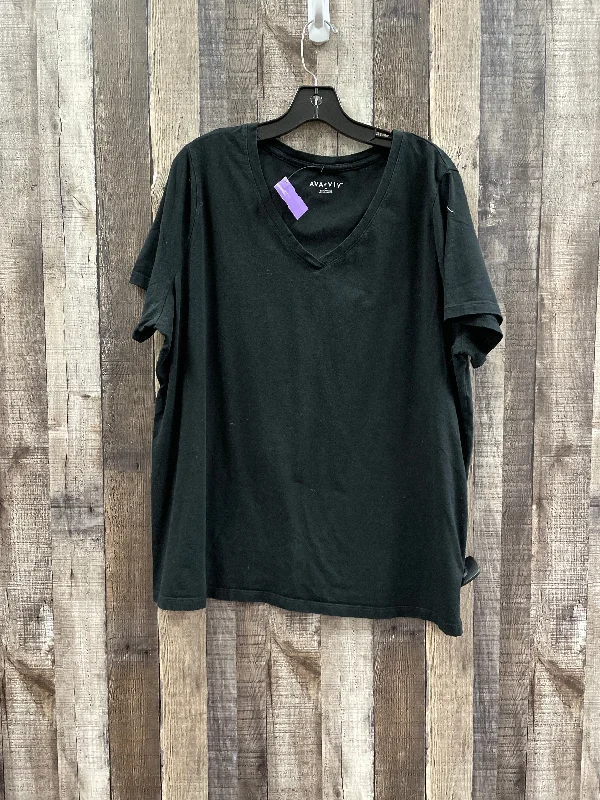 Slim Fit Black Top Short Sleeve Basic Ava & Viv, Size 2x