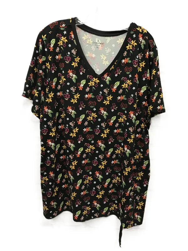 Fresh Comfort Black Top Short Sleeve Basic By Cuddl Duds, Size: 3x