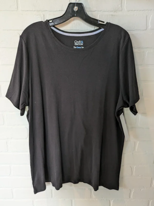 Celebrity Must-have Black Top Short Sleeve Basic Croft And Barrow, Size 1x