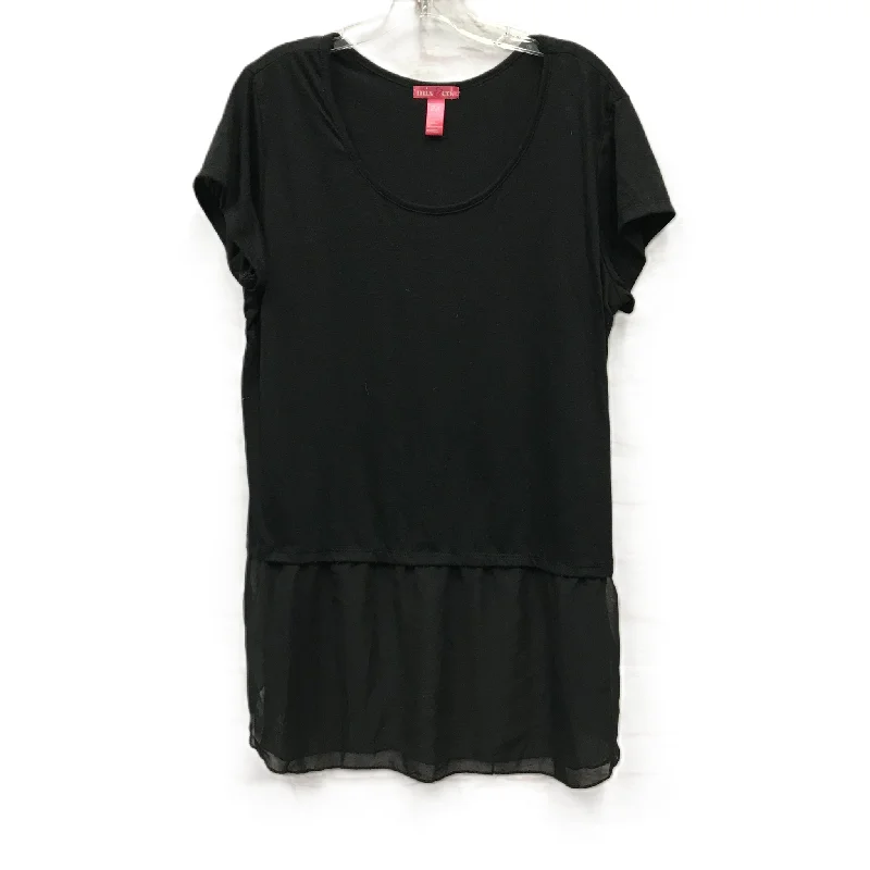Comfortable down Black Top Short Sleeve By Mix And Co, Size: 2x