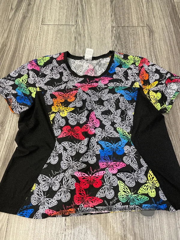 Single-shoulder Neck Design Black Top Short Sleeve Cherokee, Size 2x