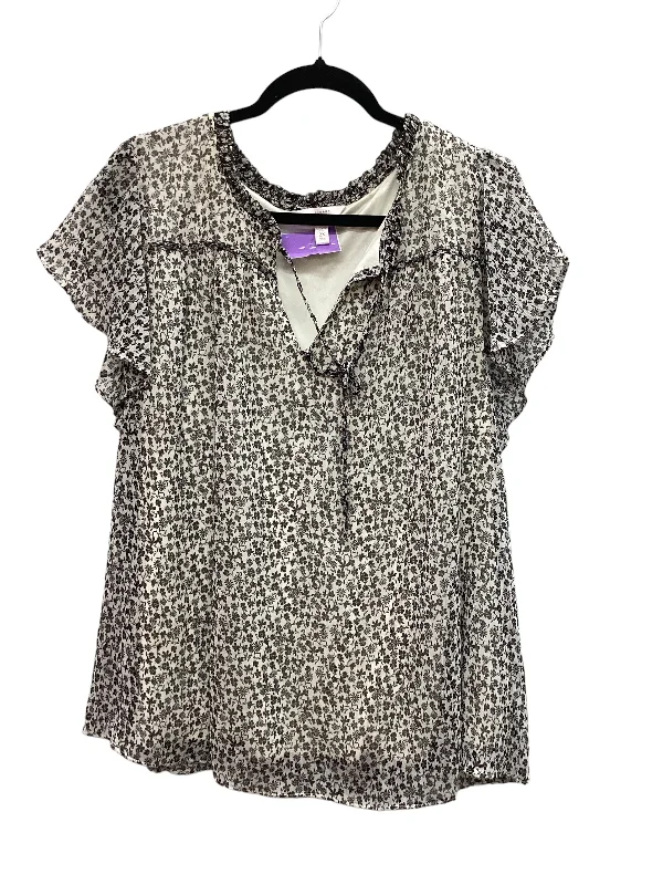 Modern Chic Black & White Top Short Sleeve Lc Lauren Conrad, Size 2x
