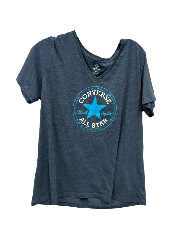 Effortless Dressing Blue Athletic Top Short Sleeve By Converse, Size: Xxl