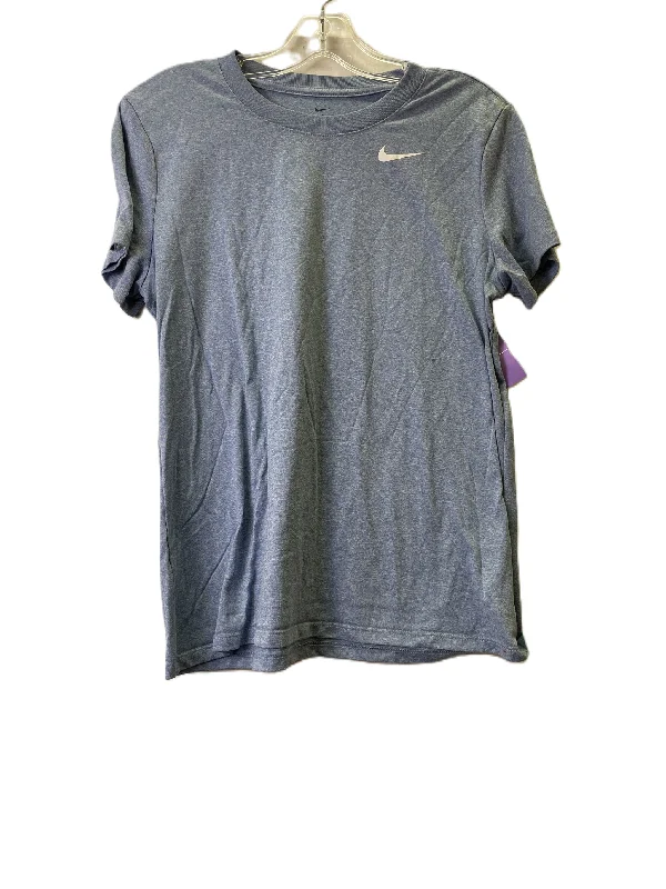 Short Design Blue Athletic Top Short Sleeve By Nike, Size: L
