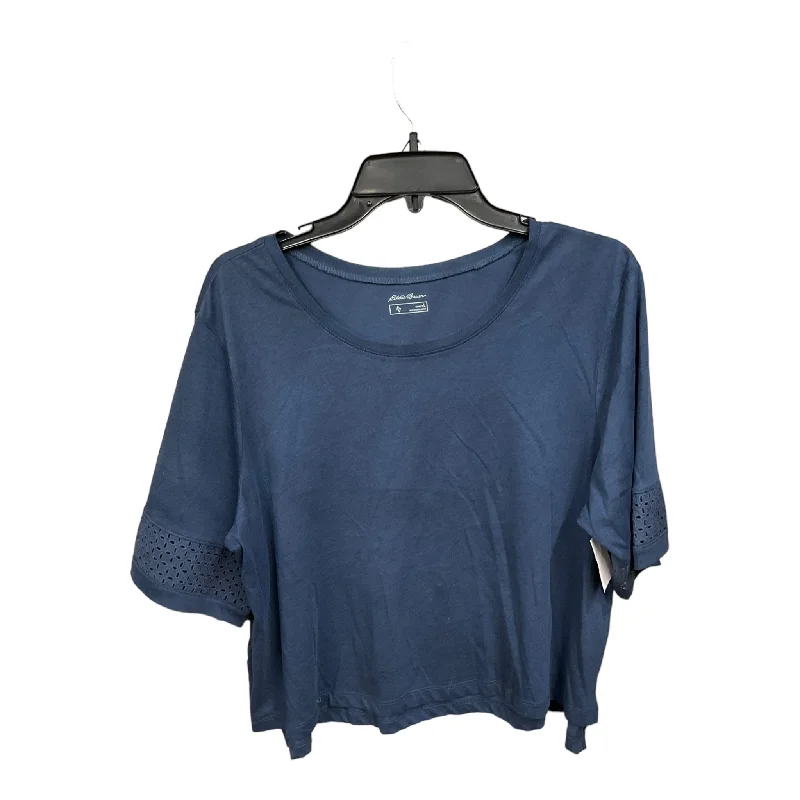 Sports Style Blue Athletic Top Short Sleeve Eddie Bauer, Size L