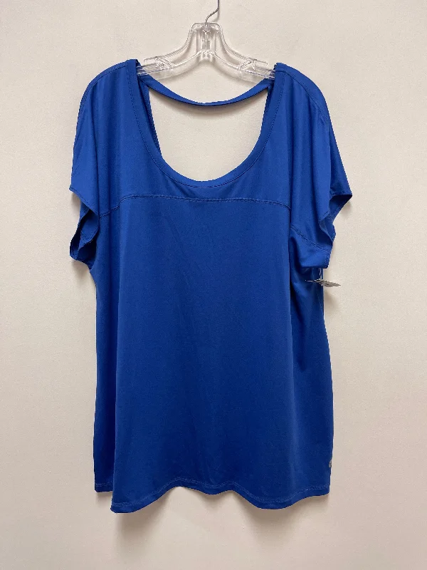Smart Comfort Wear Blue Athletic Top Short Sleeve Livi Active, Size 3x