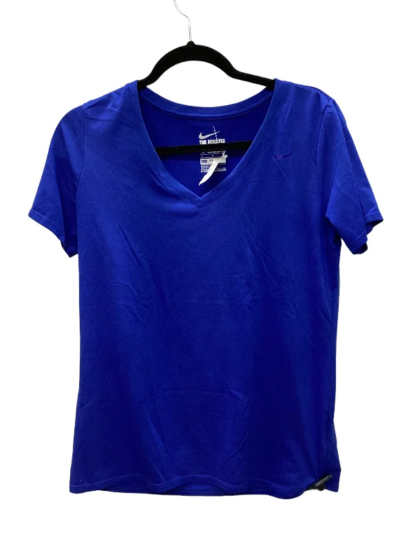 Fashion Wear Blue Athletic Top Short Sleeve Nike Apparel, Size L