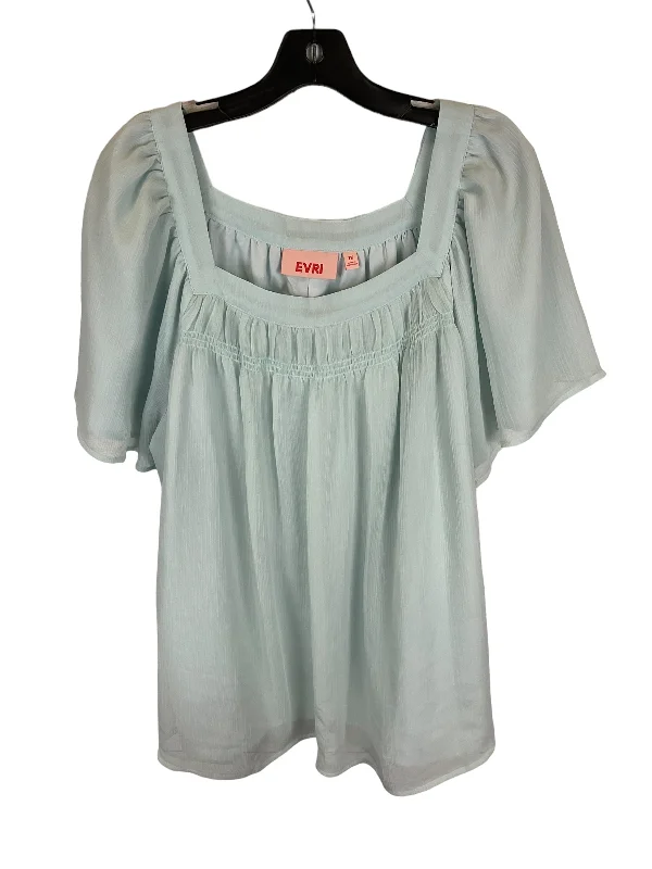 Relaxed Fit Wear Blue Top Short Sleeve Evri, Size 1x