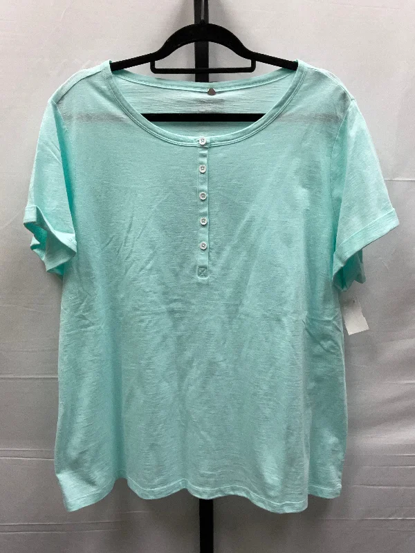 Innovative Design Blue Top Short Sleeve St Johns Bay, Size 1x