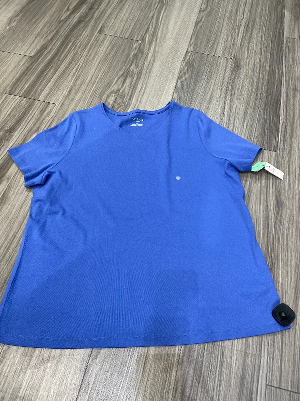 Fashion Design Blue Top Short Sleeve Talbots, Size 2x