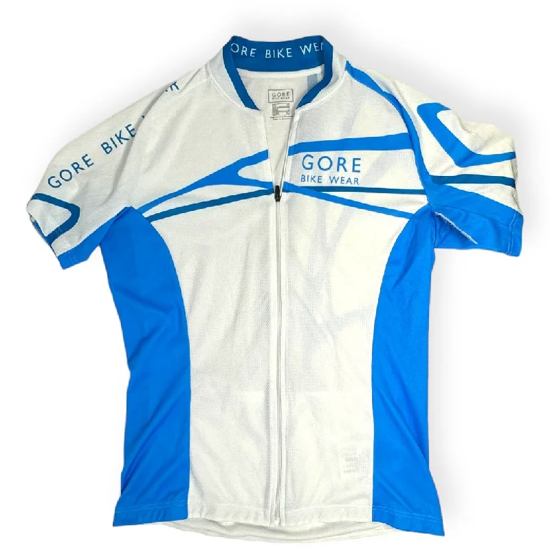 British Style Blue & White Athletic Top Short Sleeve Gore Bike Wear, Size L