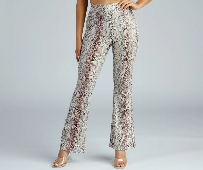 Comfy Chic Bring The Flair Snake Print Pants