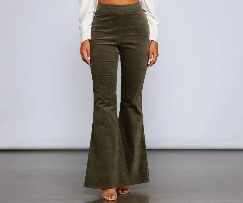 Retro Fashion Bring The Flare Corduroy Pants