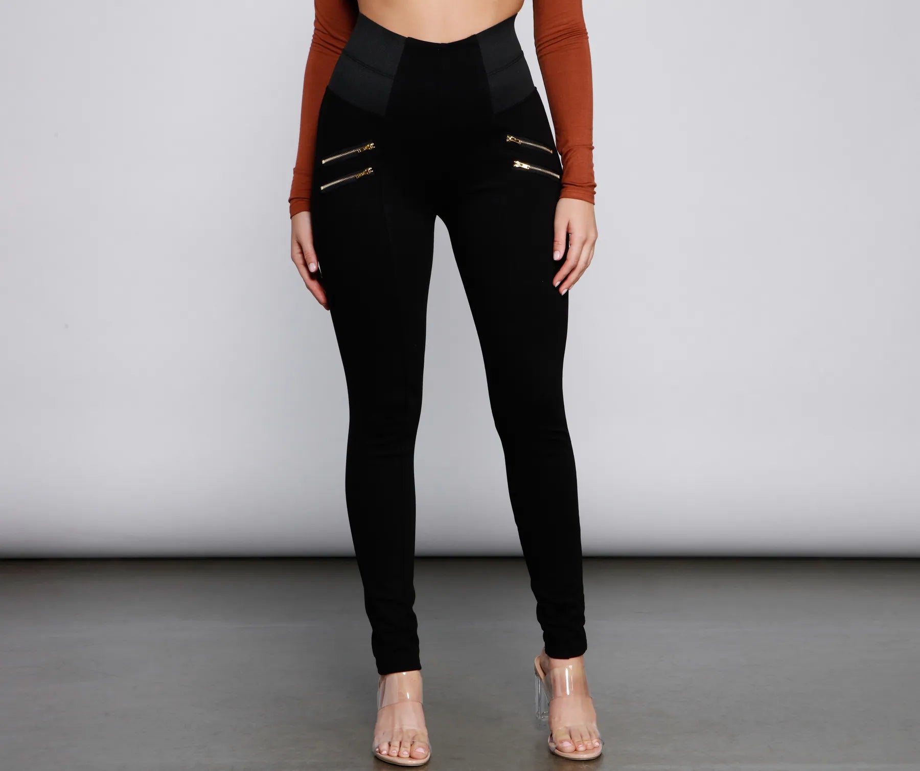 Relaxed Weekend Wear Bringing The Edge High Waist Ponte Leggings