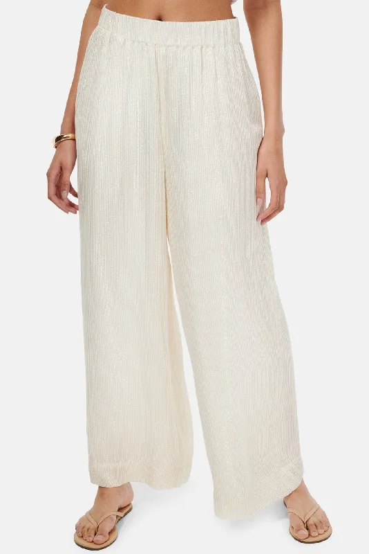 Personalized Wear Medina Metallic Chiffon Pant White