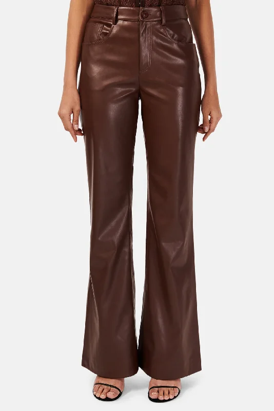 Comfortable Lounge Wear Zenobia Vegan Leather Pant Java