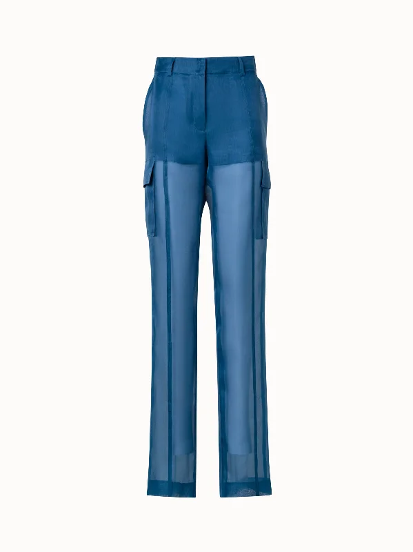 Fashion Innovation Cargo Pants in Semi-Sheer Silk