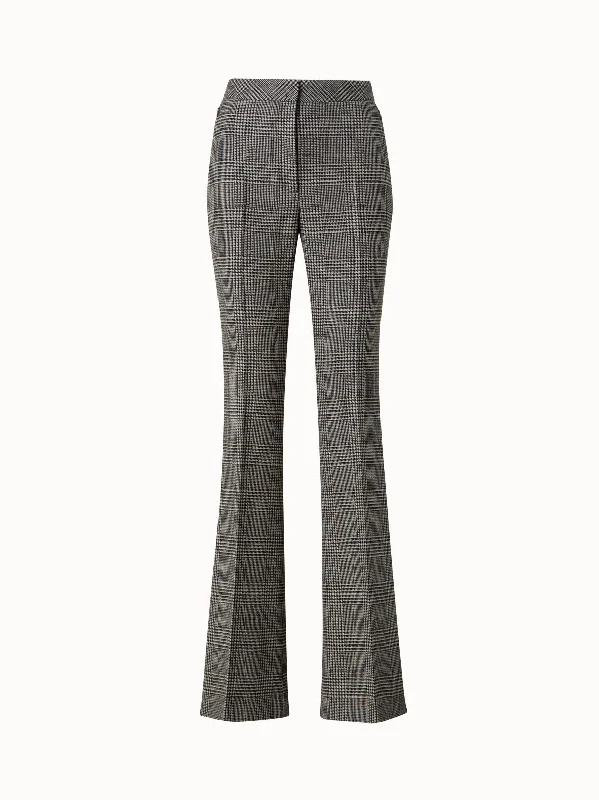 Elegant Comfort Cashmere Bootcut Pants with Prince of Wales Check