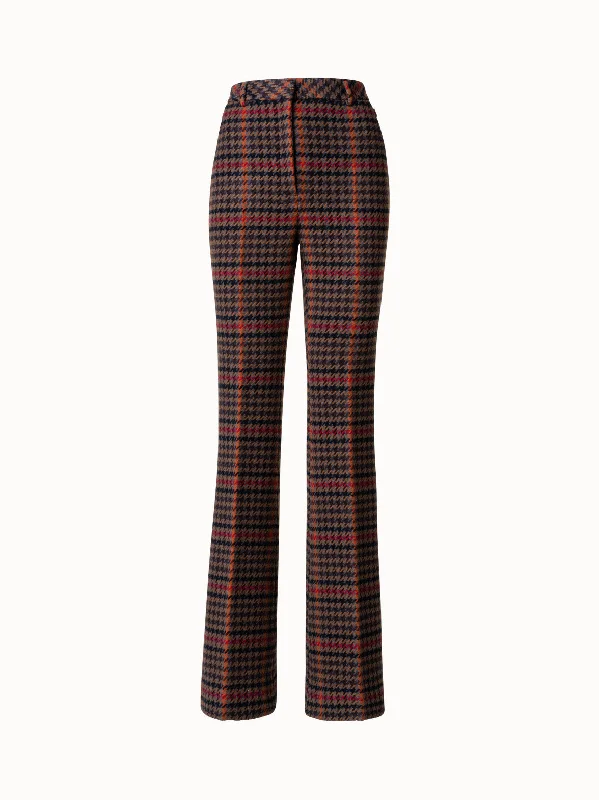 Simple Elegance Checked Wool Bootcut Pants