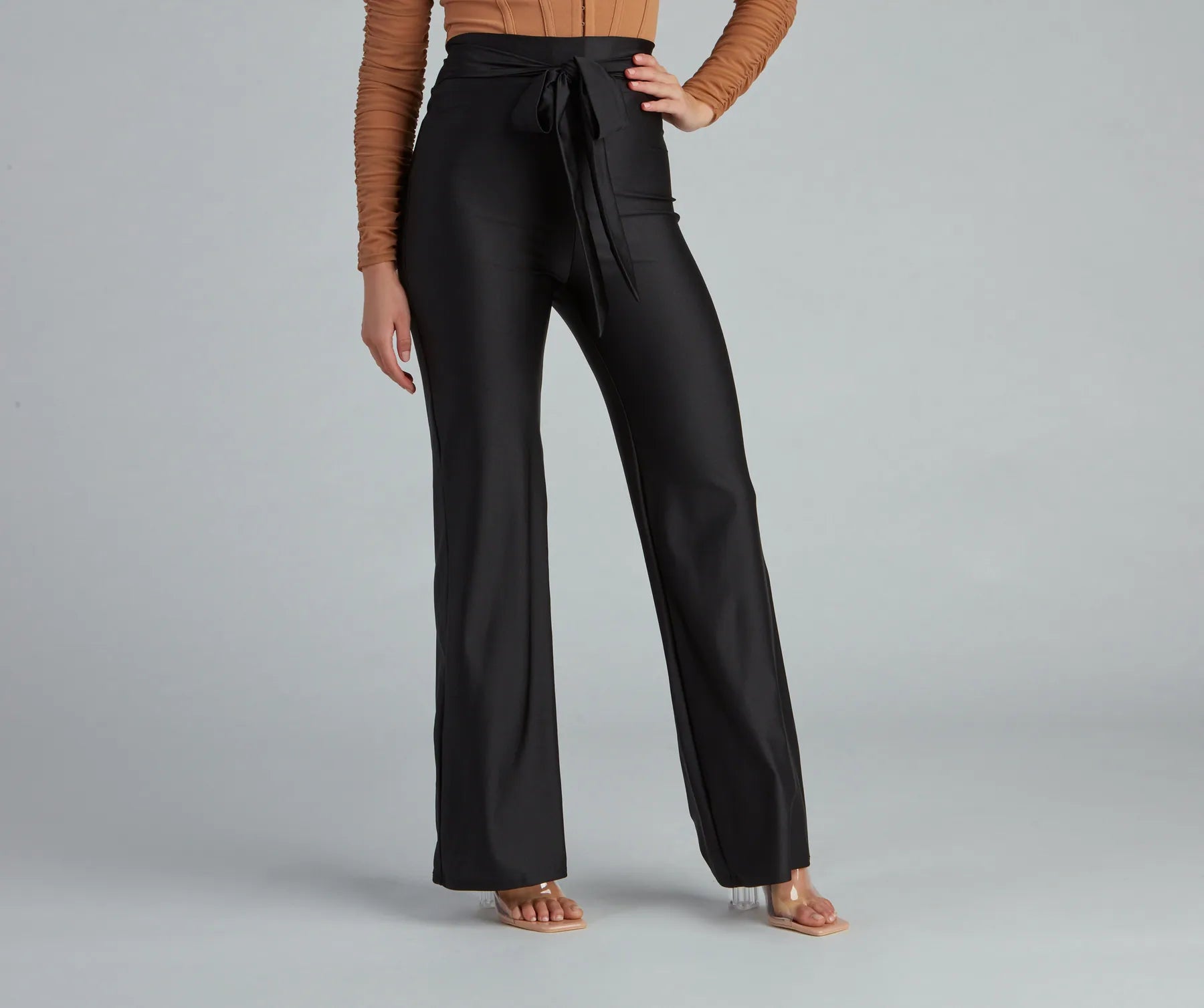 Effortless Looks Chic Tie-Front Wide-Leg Pants