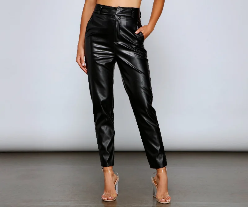 Sweet Girl Classic Chic High Waist Faux Leather Pants