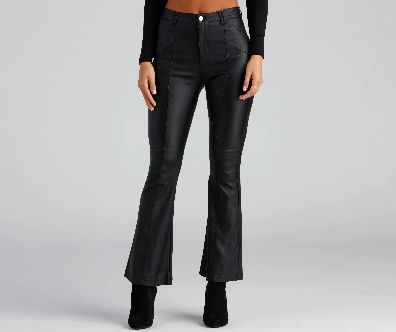 Smart Comfort Coated In Chic Seam Flare Pants