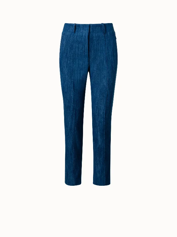 Casual Elegance Cotton Stretch Denim Slim Pants