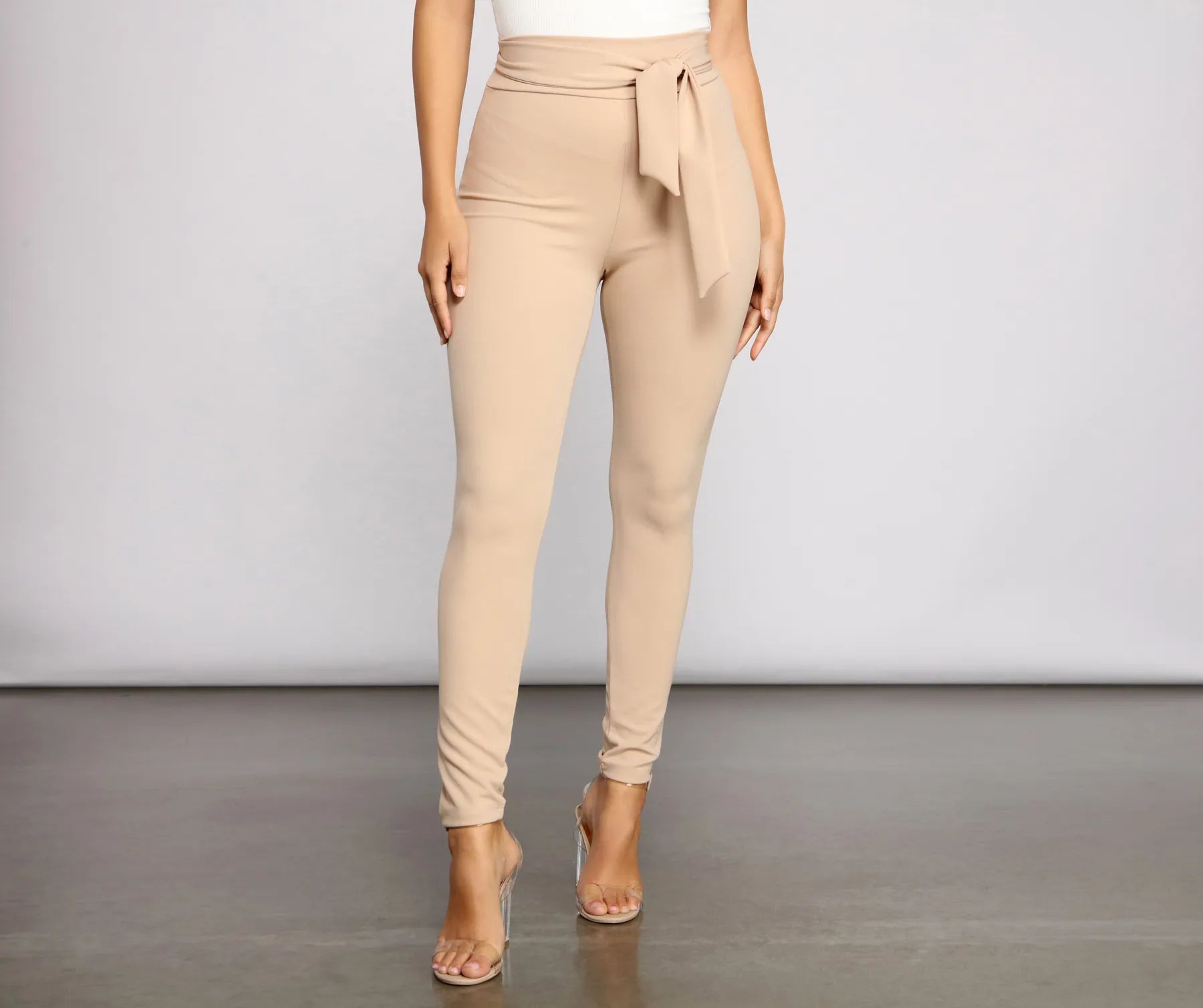 Elegant Series Dressy And Chic Tie-Waist Skinny Pants
