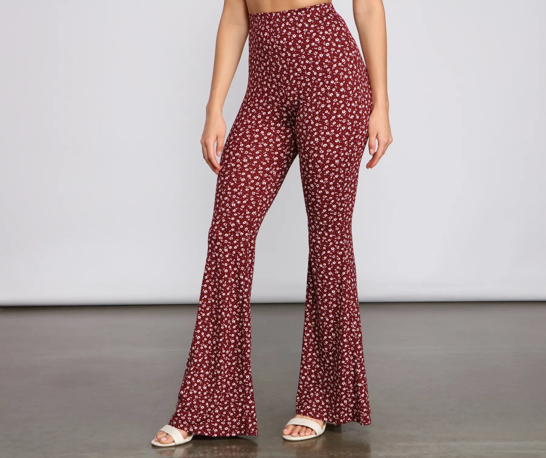 Soft Layers All That Flair Flared Floral Pants