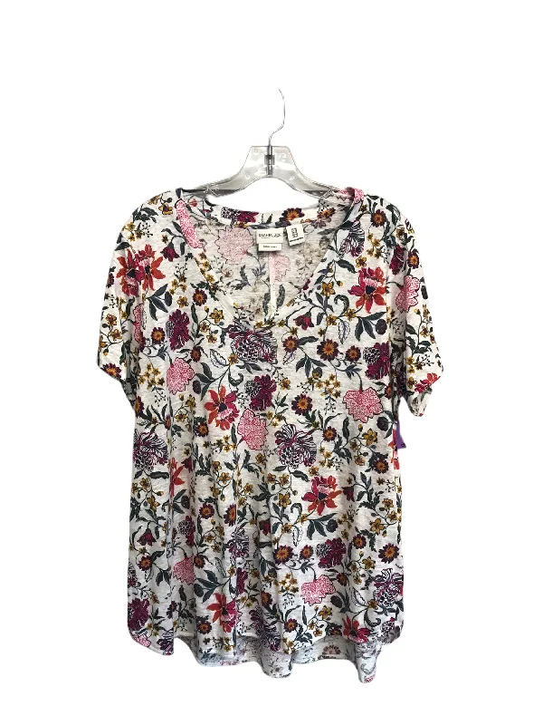 Retro Prints Floral Print Top Short Sleeve By Rachel Zoe, Size: 1x