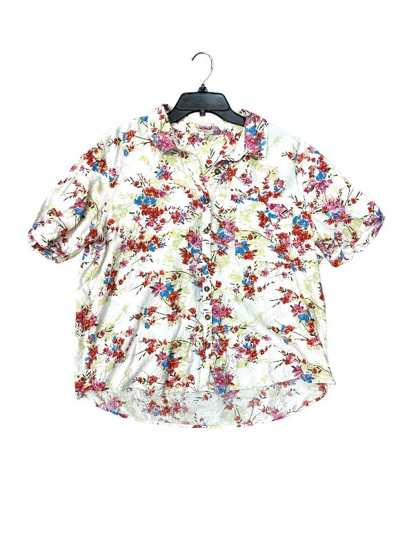 Effortless Wear Floral Print Top Short Sleeve Maurices, Size 2x