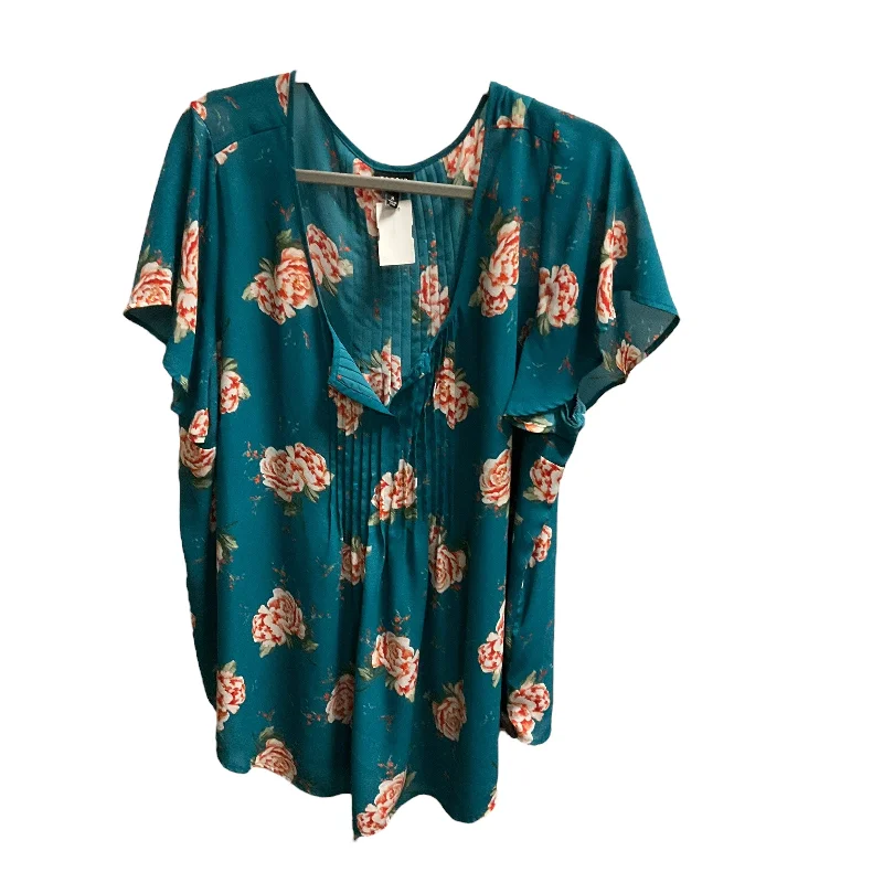 Cozy Fashion Floral Print Top Short Sleeve Torrid, Size 3x