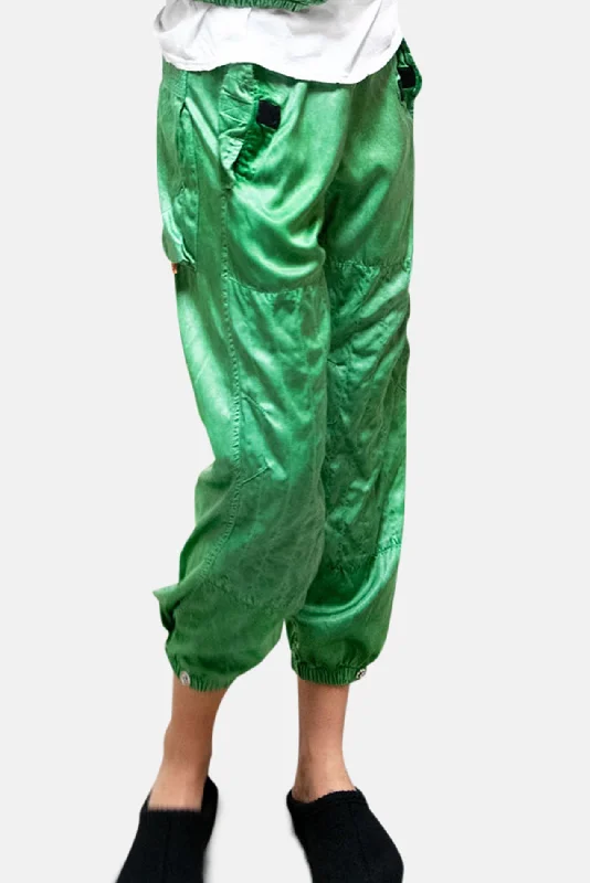 Lace Design Flap/Snap Satin Jump Pant Greenlight Glass