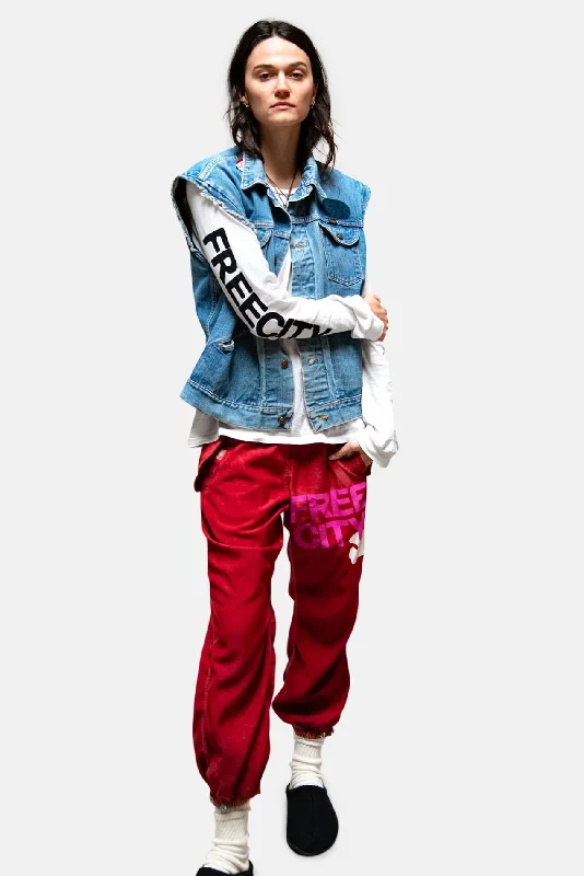 Stylish Jackets FreeCity LARGE Flap/Snap Matte/Satin Airjump Pant Red Plant