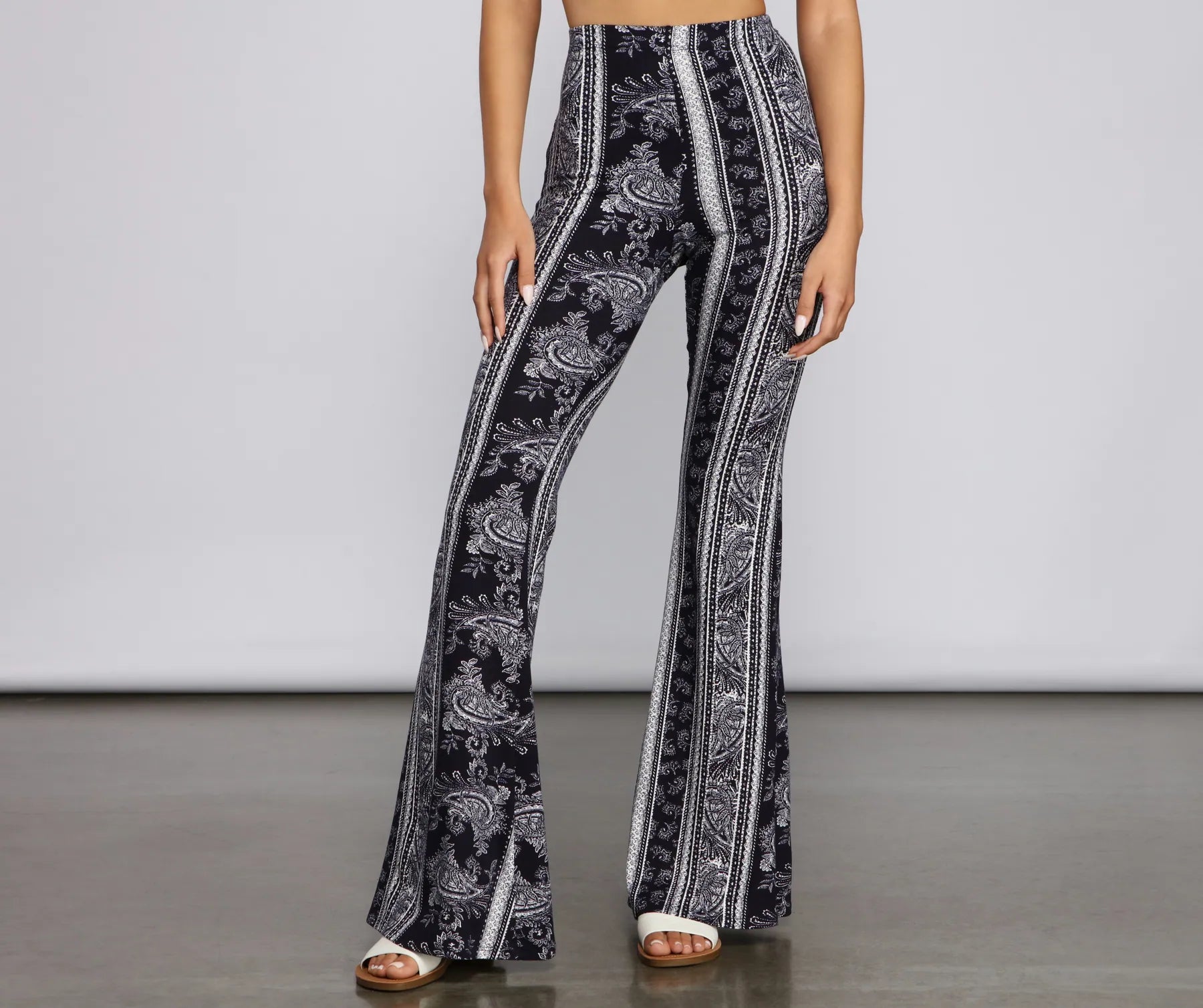 Weekend Comfort Wear Good Vibes Paisley Flare Pants