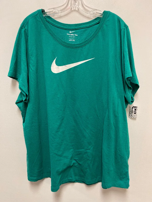 Cozy Sweaters Green Athletic Top Short Sleeve Nike Apparel, Size 3x