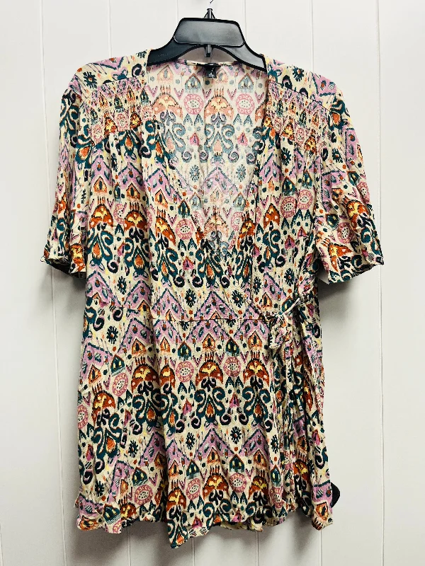 Basic Version Green & Orange Top Short Sleeve Torrid, Size 2x