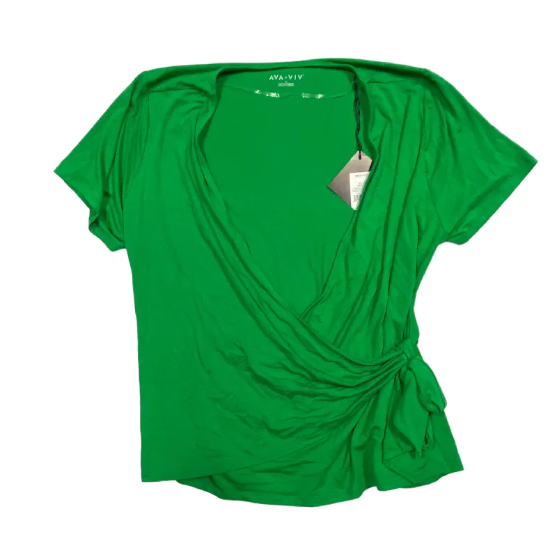 Smart Casuals Green Top Short Sleeve Ava & Viv, Size 2x