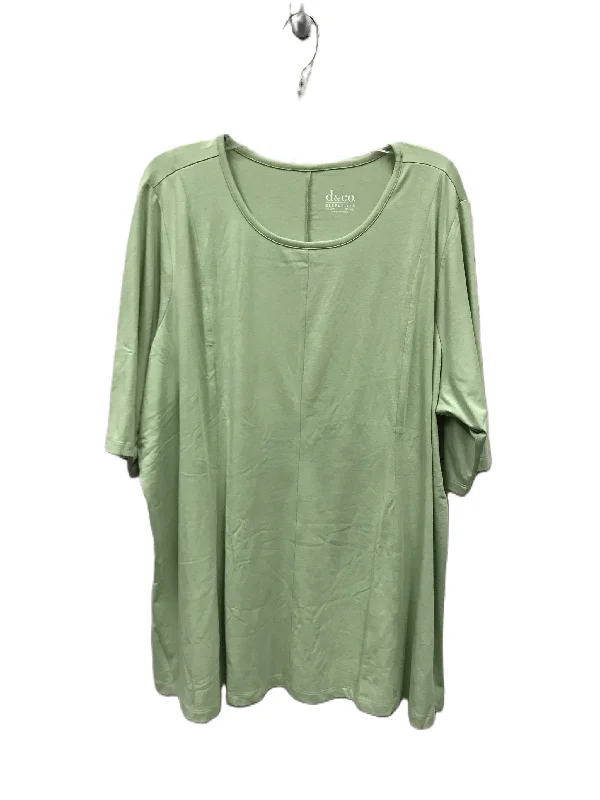 Trendy Wear Green Top Short Sleeve Basic By Denim And Co Qvc, Size: 3x