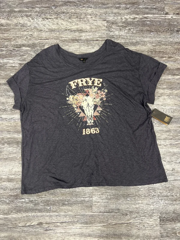 Carefree Grey Top Short Sleeve Basic Frye, Size 3x
