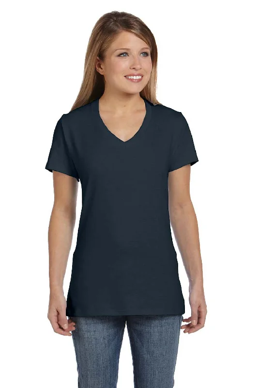 Comfortable And Cold-proof Hanes Womens Nano-T Short Sleeve V-Neck T-Shirt - Vintage Black - Closeout