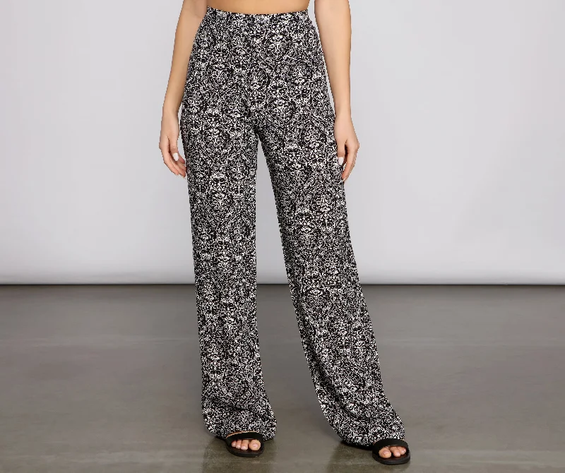 Must-have For Fashion High Waist Bohemian Flared Wide Leg Pants