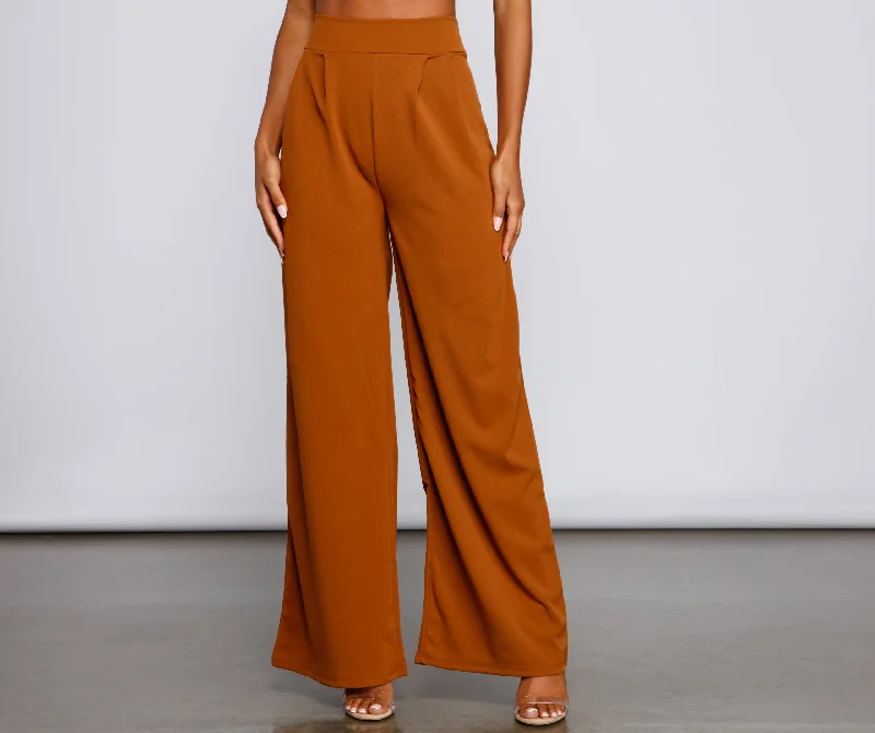 Street Fashion High Waist Pleated Wide Leg Pants