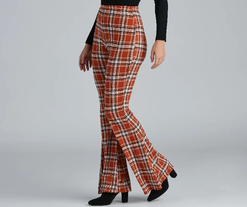Fashion Concept Keeping It Trendy Plaid High Waist Pants