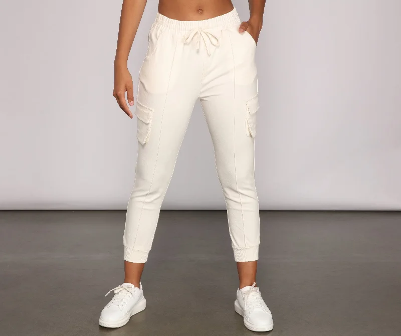 Fresh And Natural Keeping Knit Lowkey Cargo Joggers