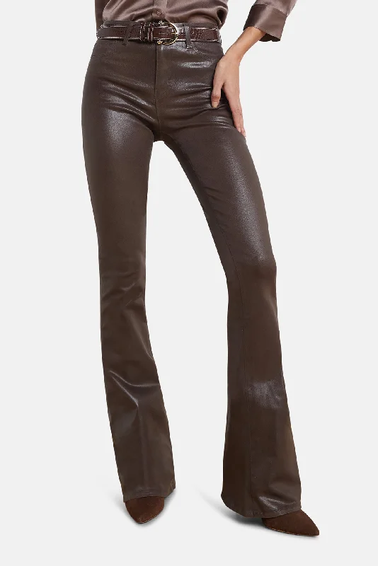 Lounge Chic Marty High Rise Flare Pant Espresso Coated